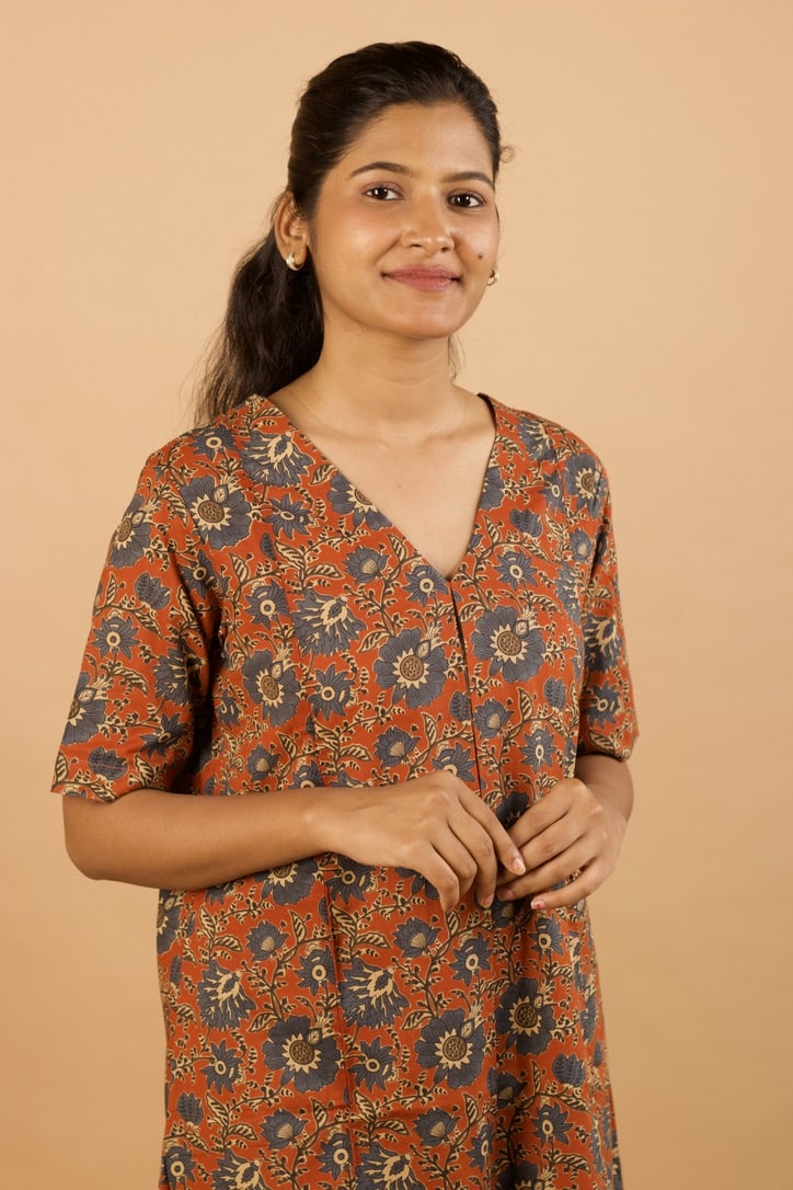 Rust Orange Rojana Kurta set