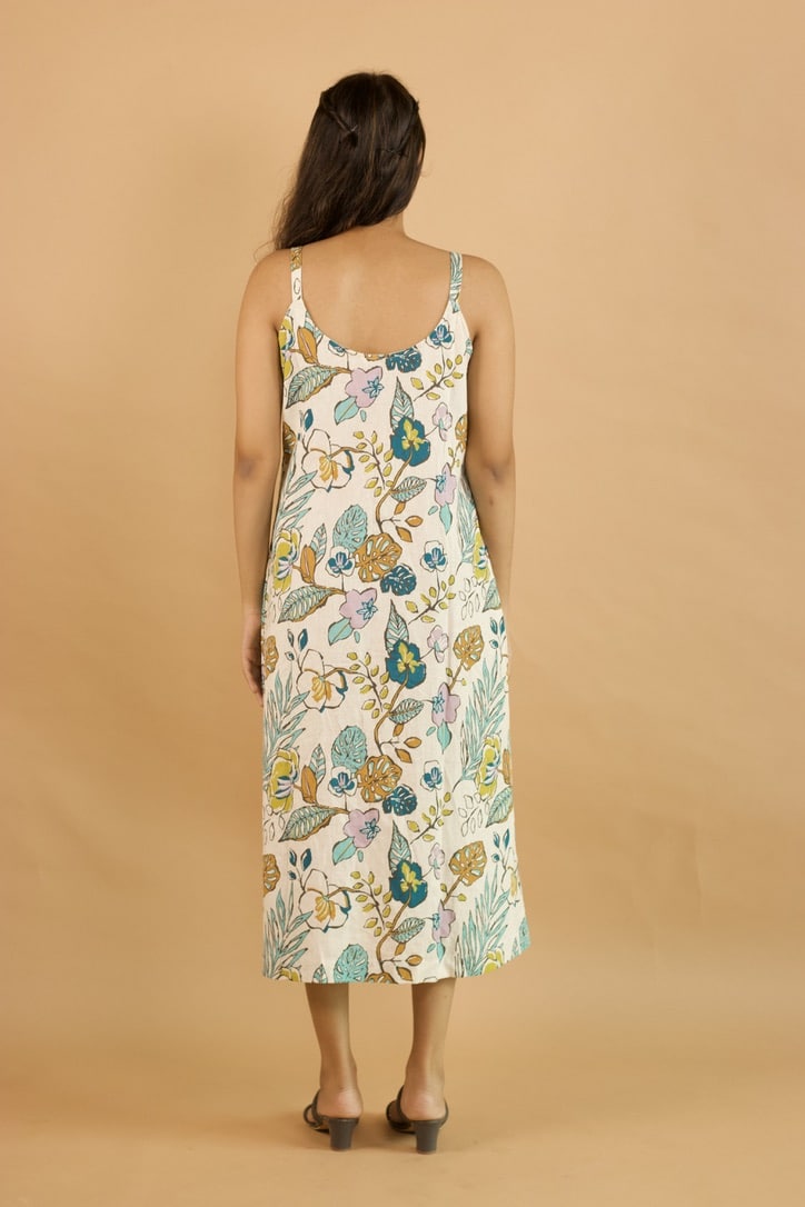 Beige Printed Strap Dress