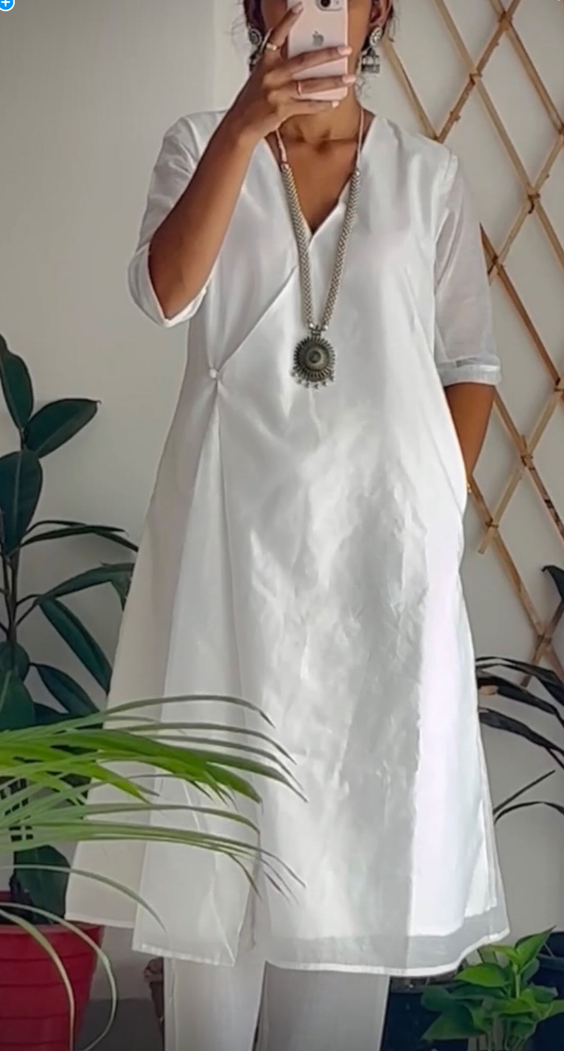 Pearly White Angrakha Kurta Set