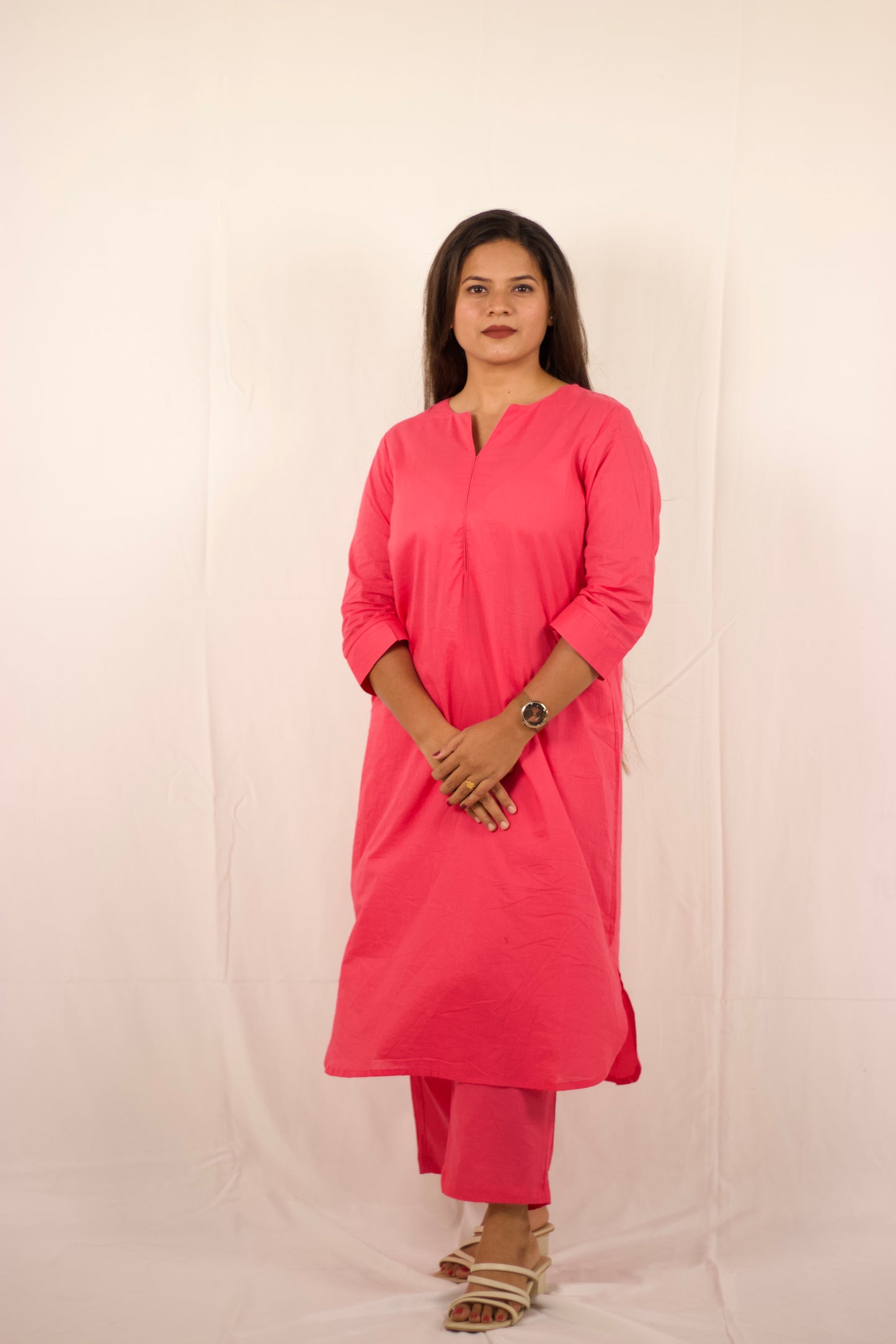 Nurvi Aura Kurti Set: Pink