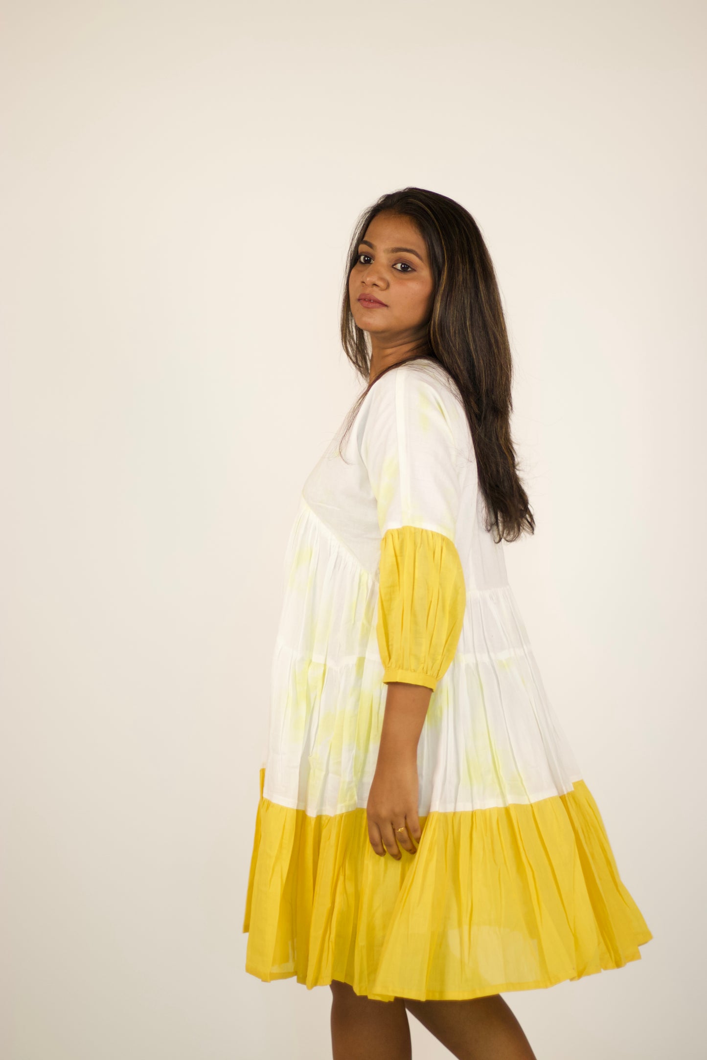 Mul Tie & Dye Aakar Dress: Yellow