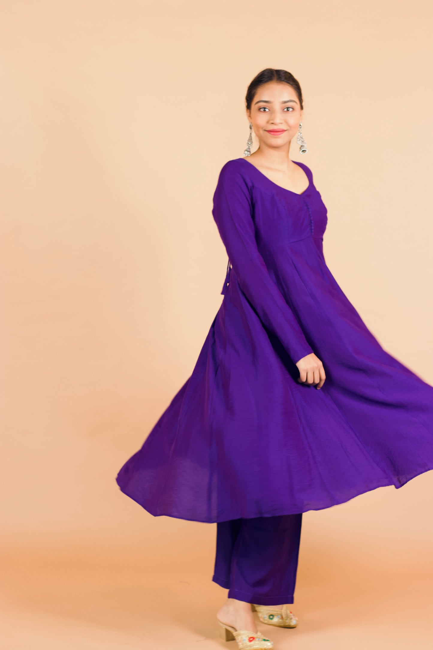 Violet Chanderi 16 Panel Anarkali set