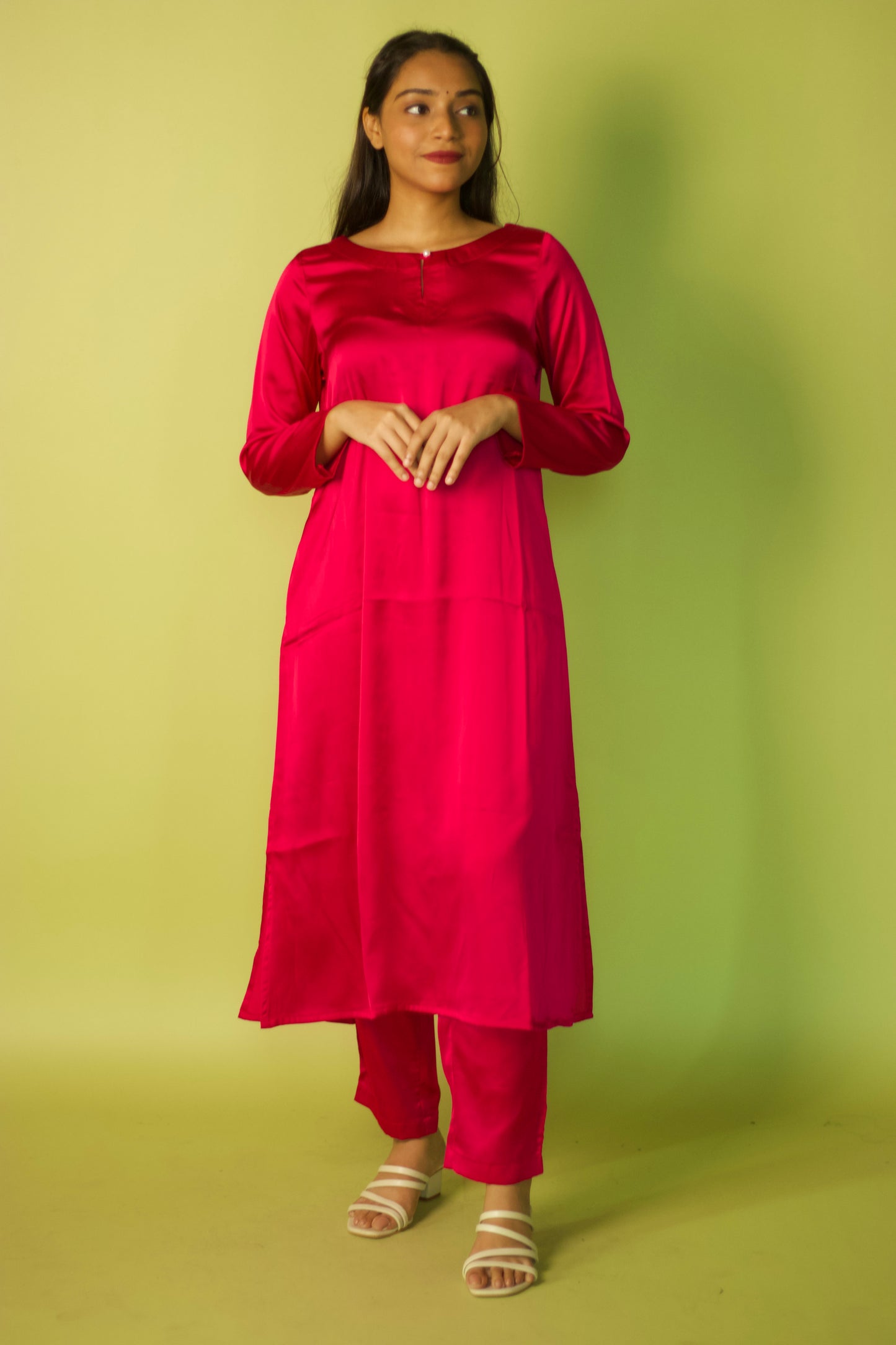 Pink Satin Glam Kurta Set