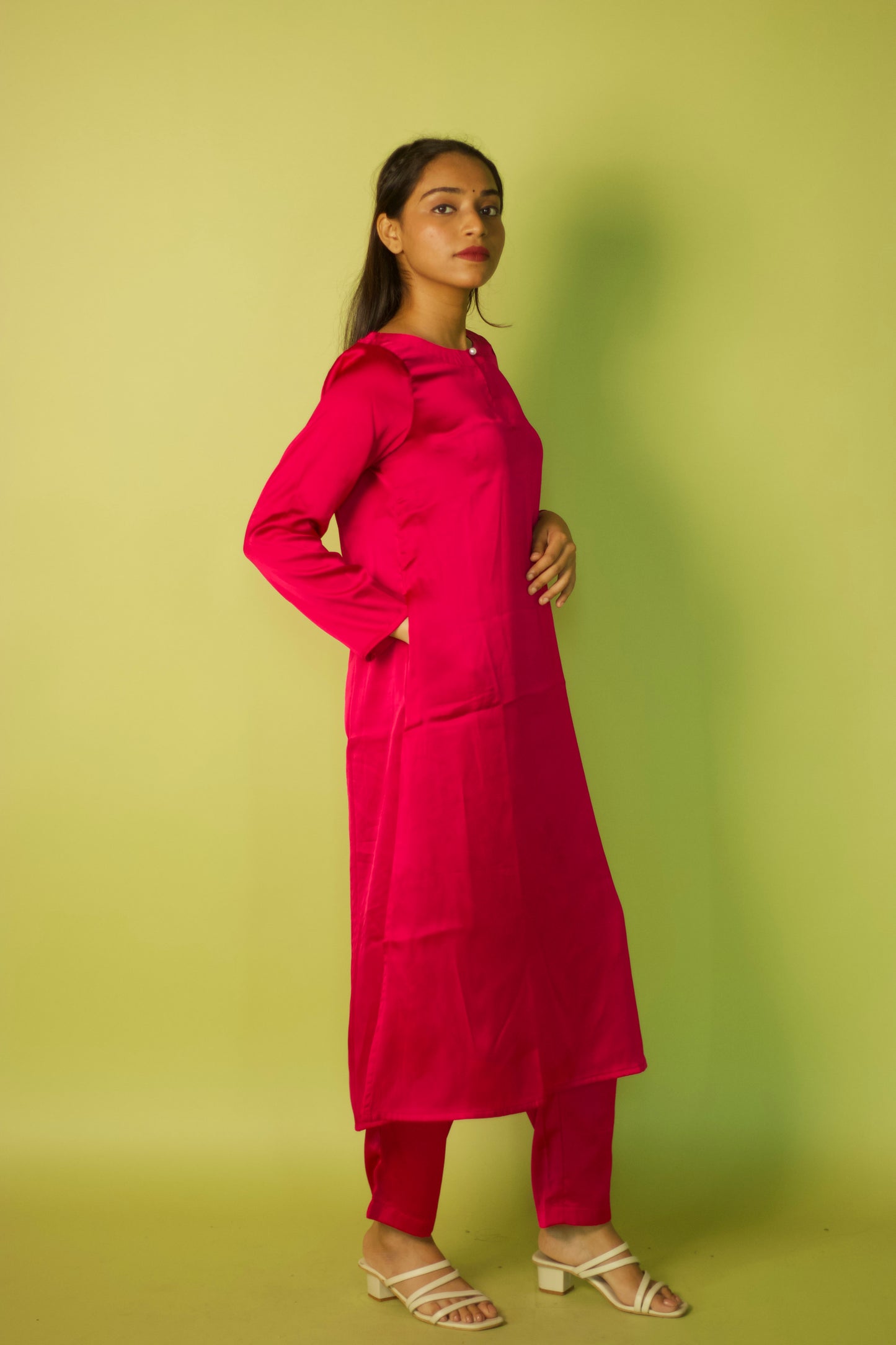 Pink Satin Glam Kurta Set