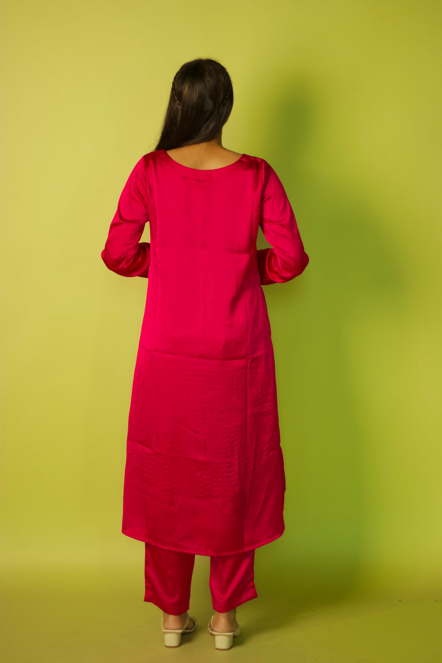 Pink Satin Glam Kurta Set