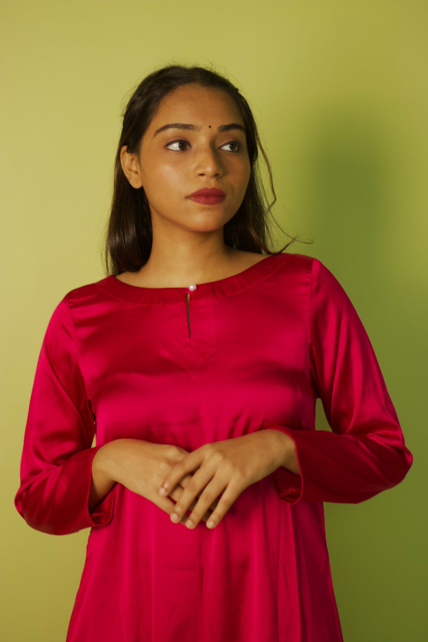 Pink Satin Glam Kurta Set