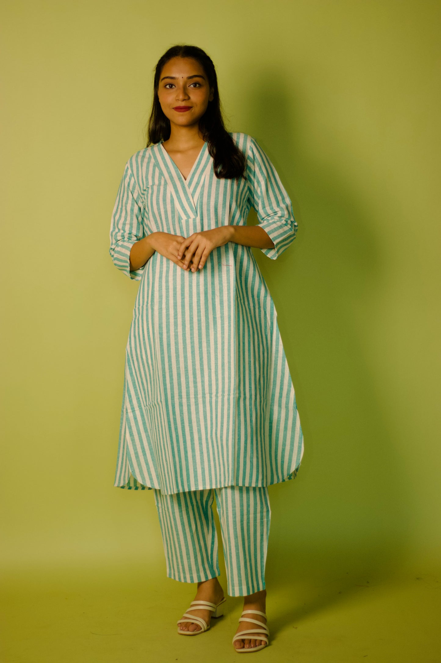 Green Stripe Summer Kurta set