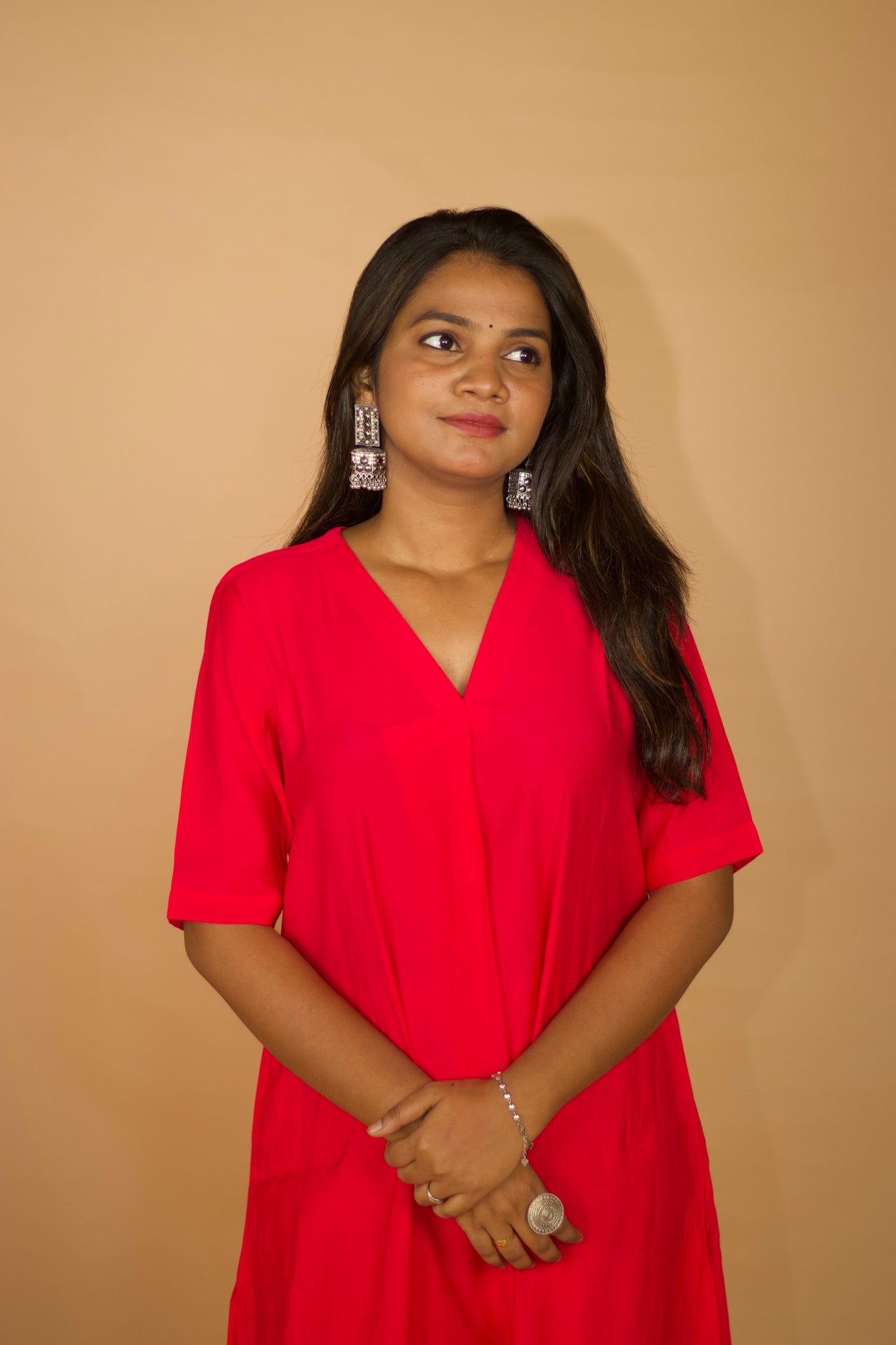 Pink Chanderi Box pleate Kurta set