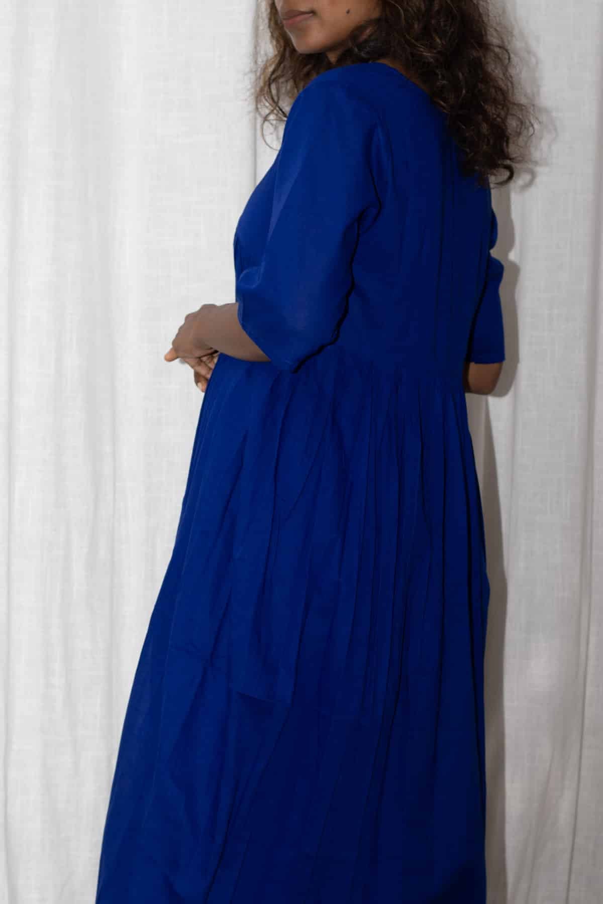 Royal Blue Mul Gathered Kurta set