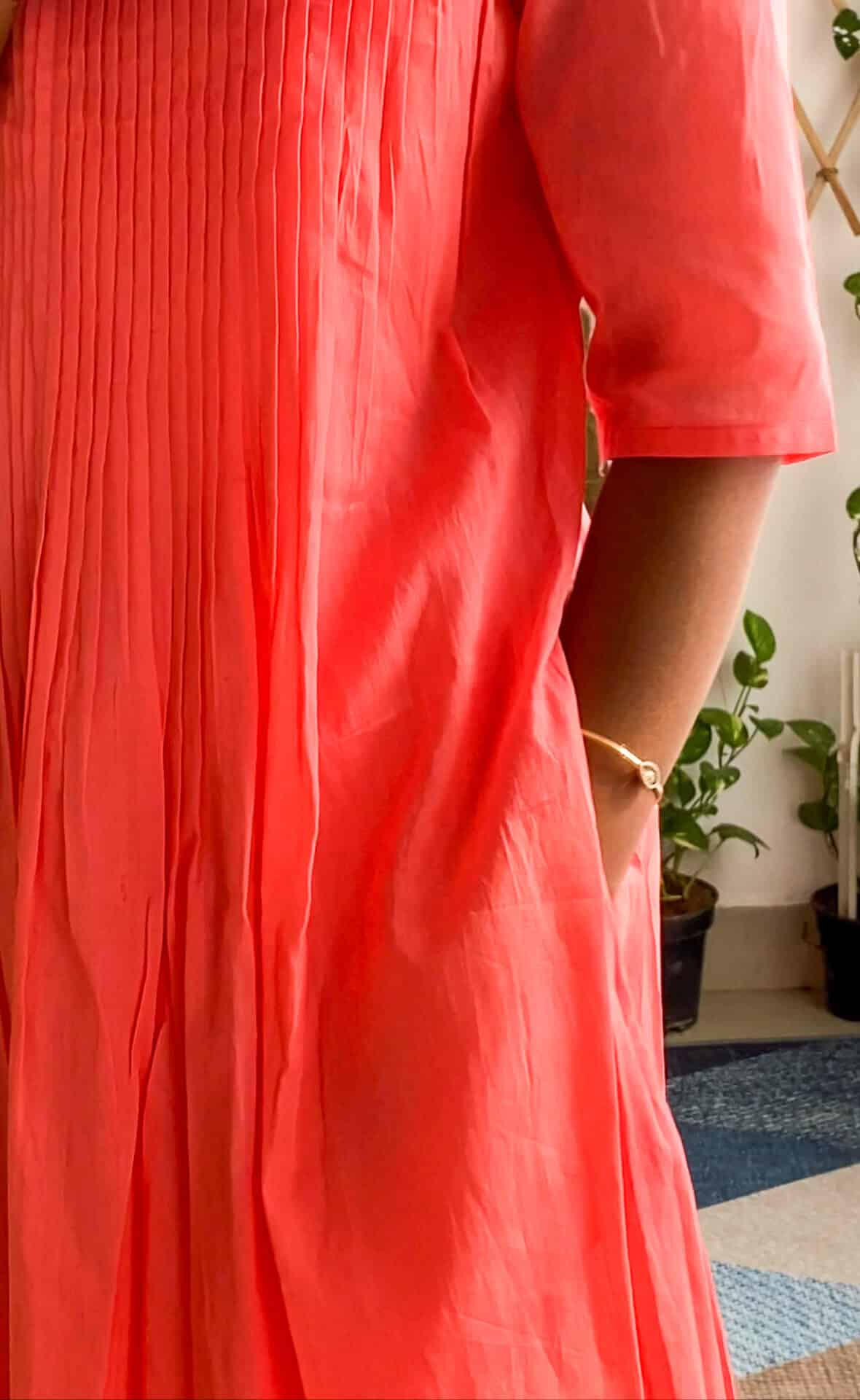 Pink Mul Pleated Kurta Set