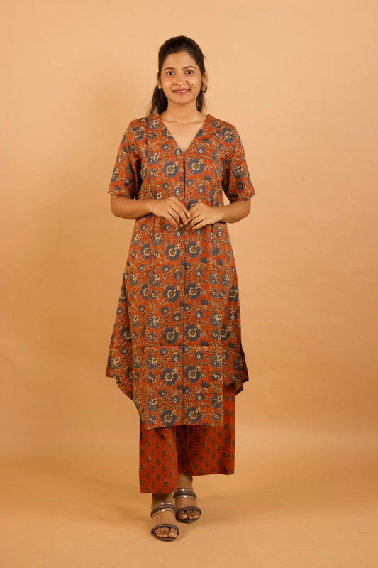 Rust Orange Rojana Kurta set