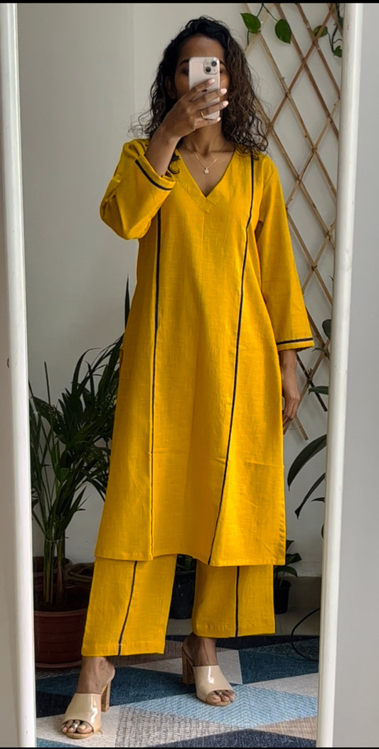 Mustard Yellow Aakar kurta Set