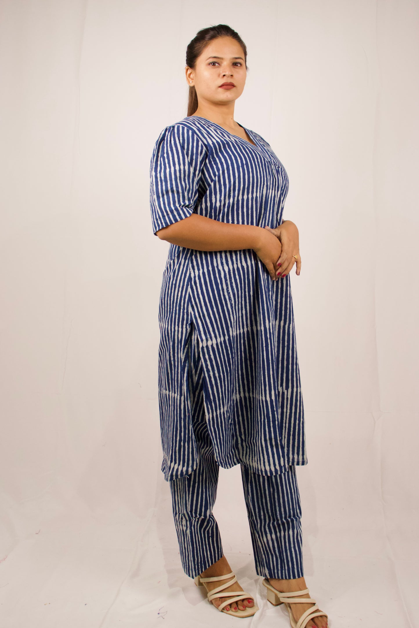 Indigo Handblock kurta set