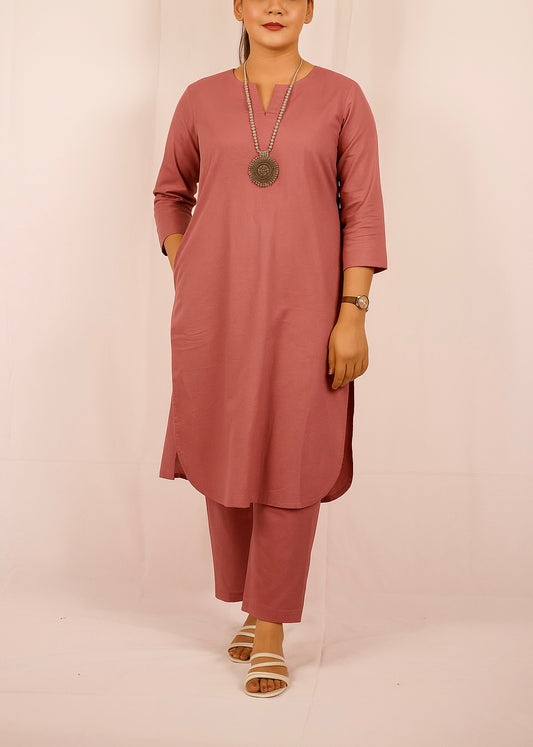 Nurvi Aura Kurti Set: Dusty Rose