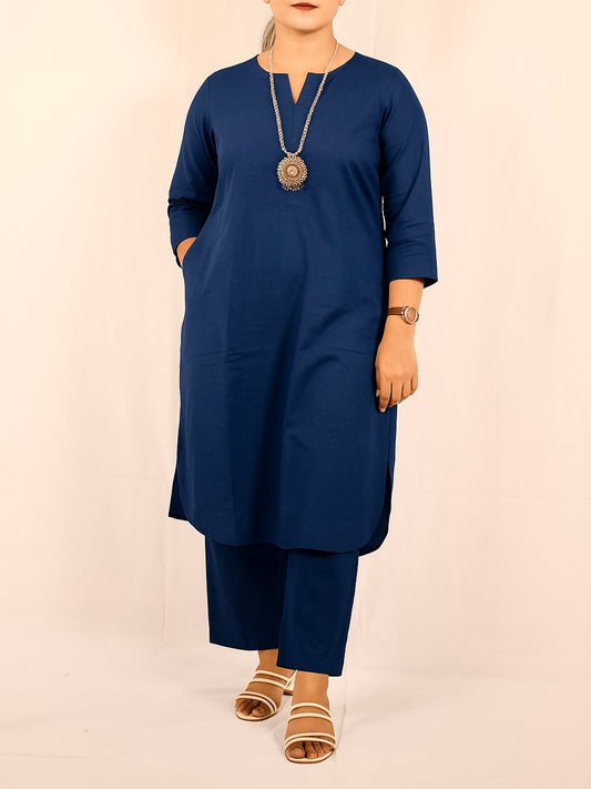 Nurvi Aura Kurti Set: Deep Blue