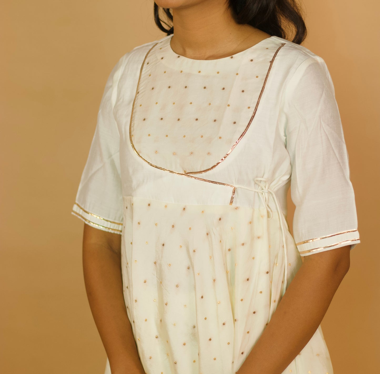 Ivory Butti angrakha kurti Set