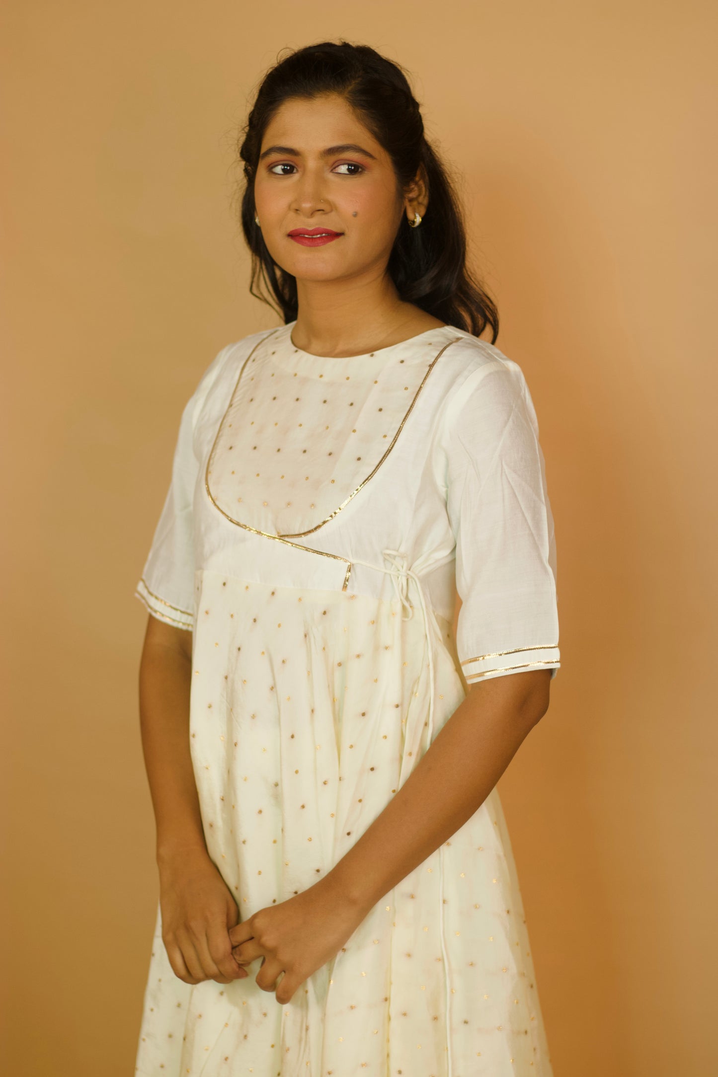 Ivory Butti angrakha kurti Set