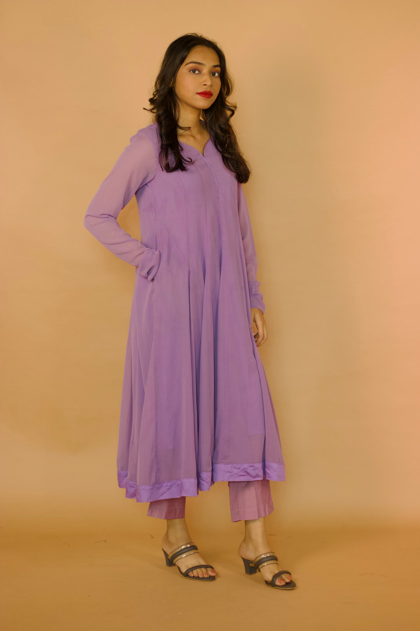 Lilac Georgette Kalidar Anarkali Set