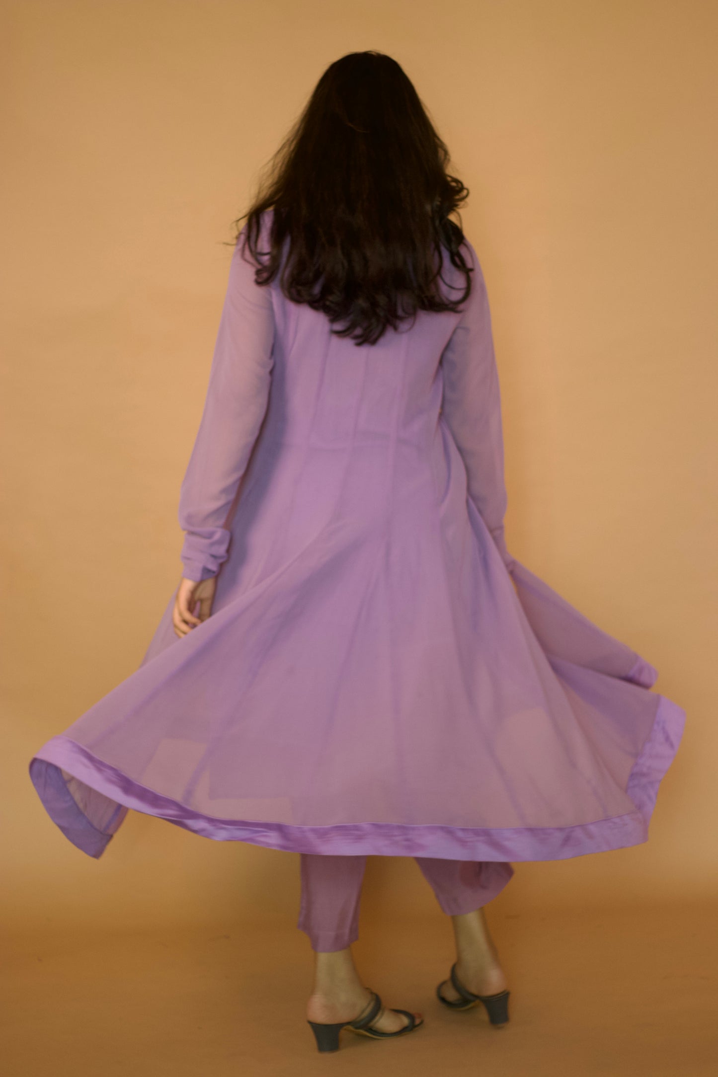 Lilac Georgette Kalidar Anarkali Set