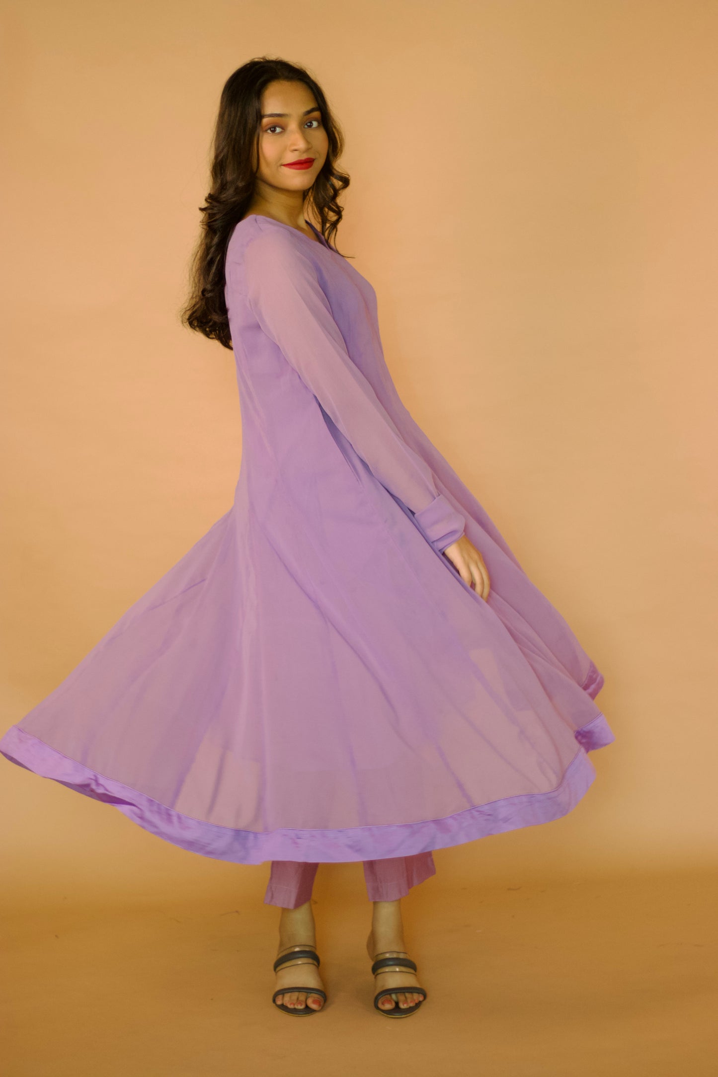 Lilac Georgette Kalidar Anarkali Set