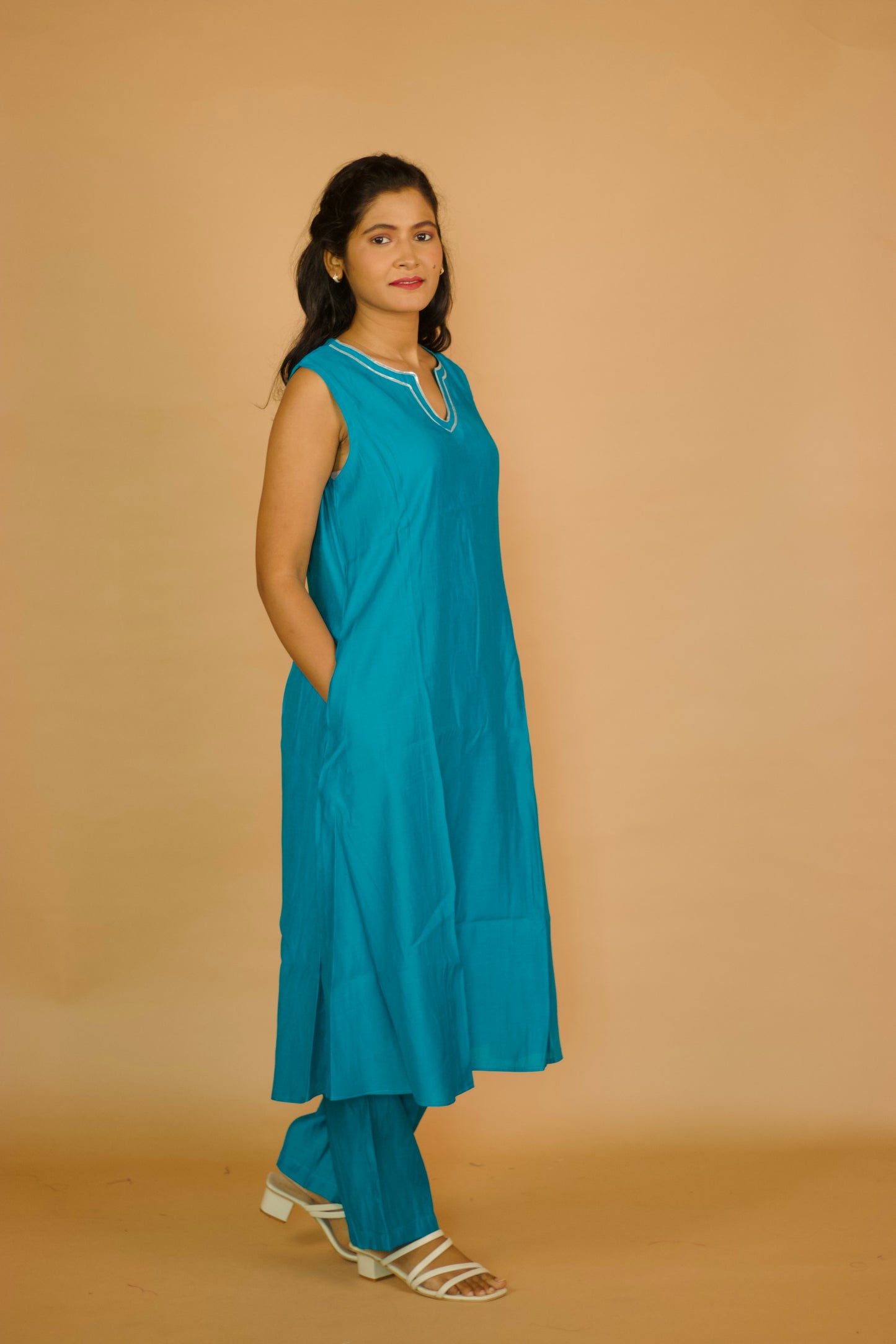 Royal Black A-Line Gotta patti kurta Set