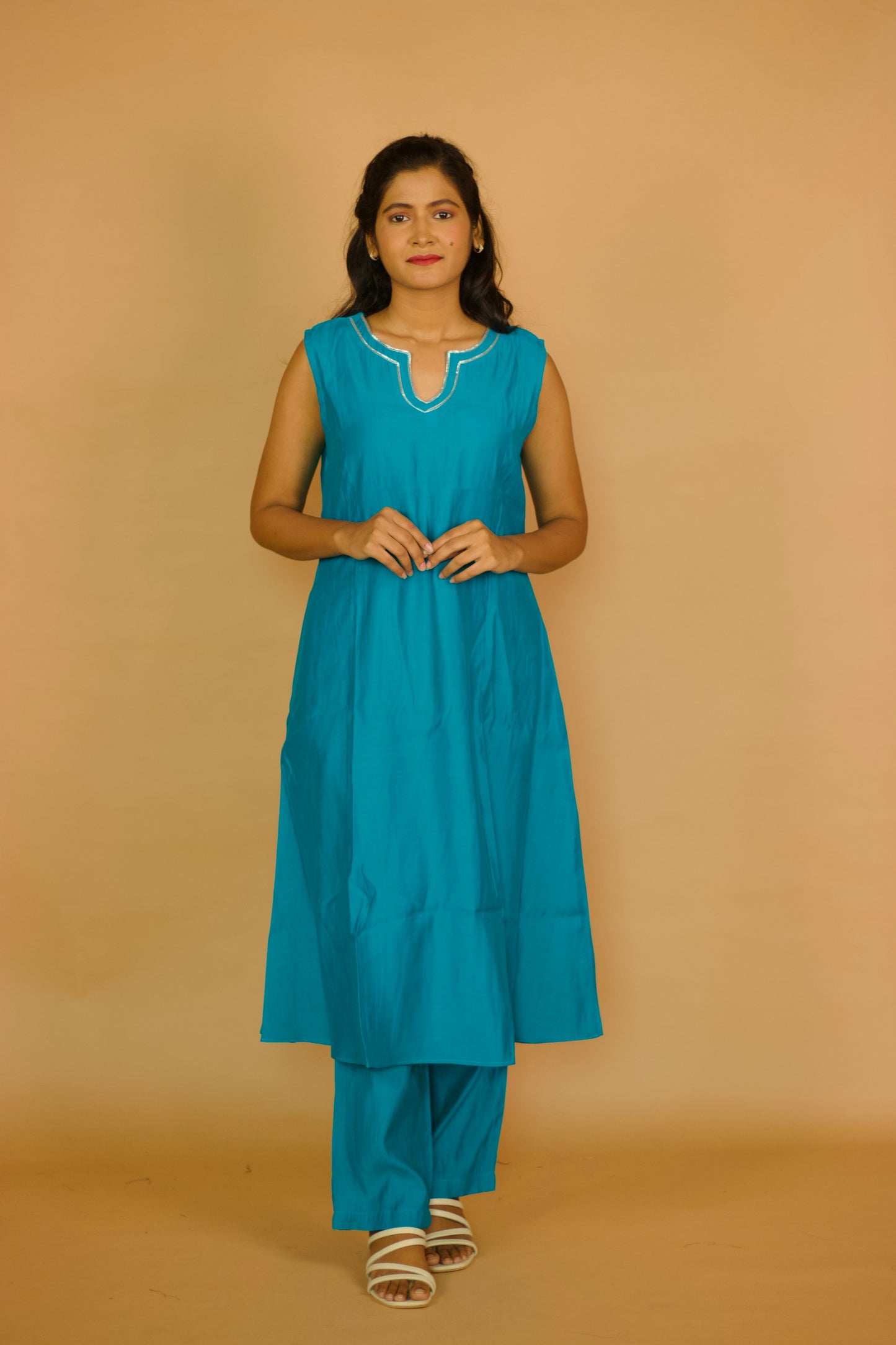 Royal Black A-Line Gotta patti kurta Set