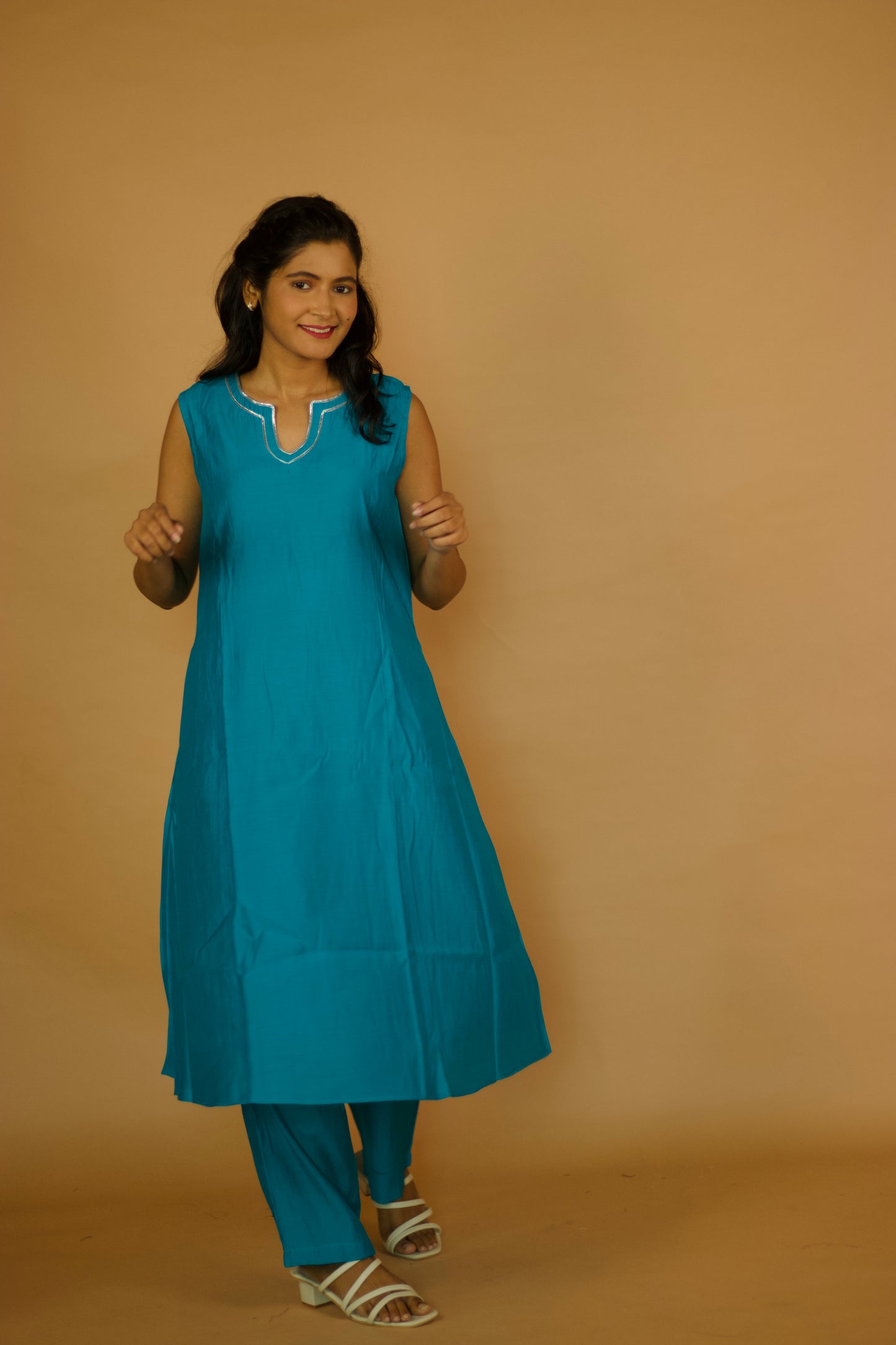 Royal Black A-Line Gotta patti kurta Set