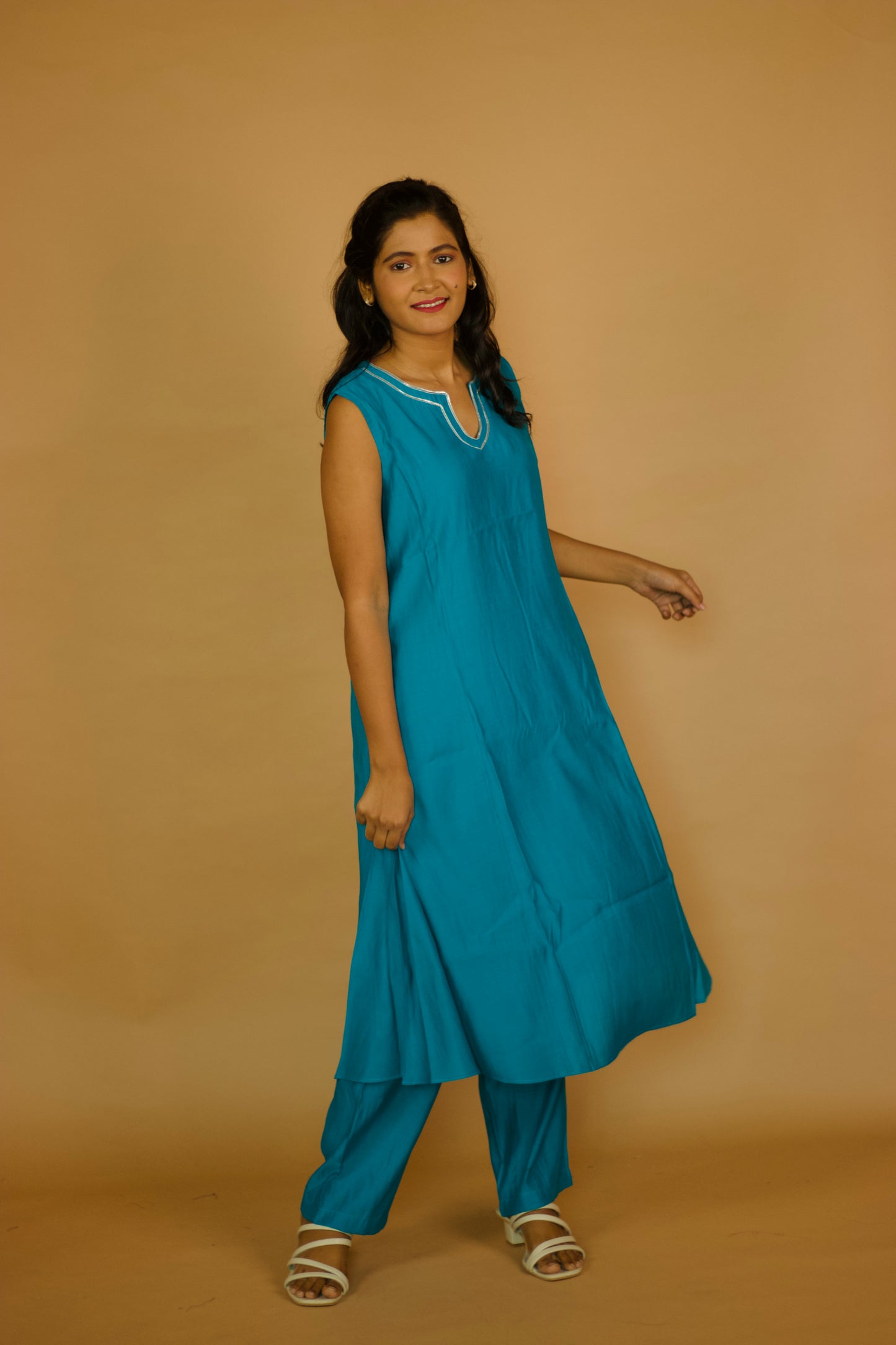 Royal Black A-Line Gotta patti kurta Set