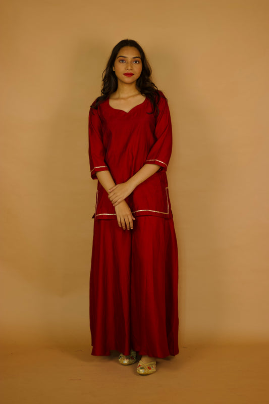 Maroon GottaPatti Sarara Set