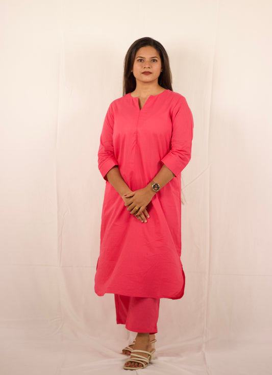 Nurvi Aura Kurti Set: Pink