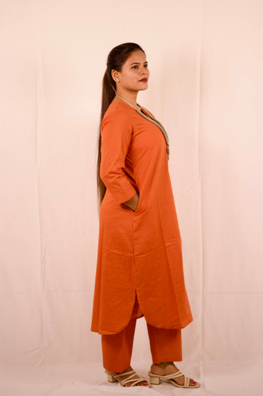Nurvi Aura Kurti Set: TerraCotta