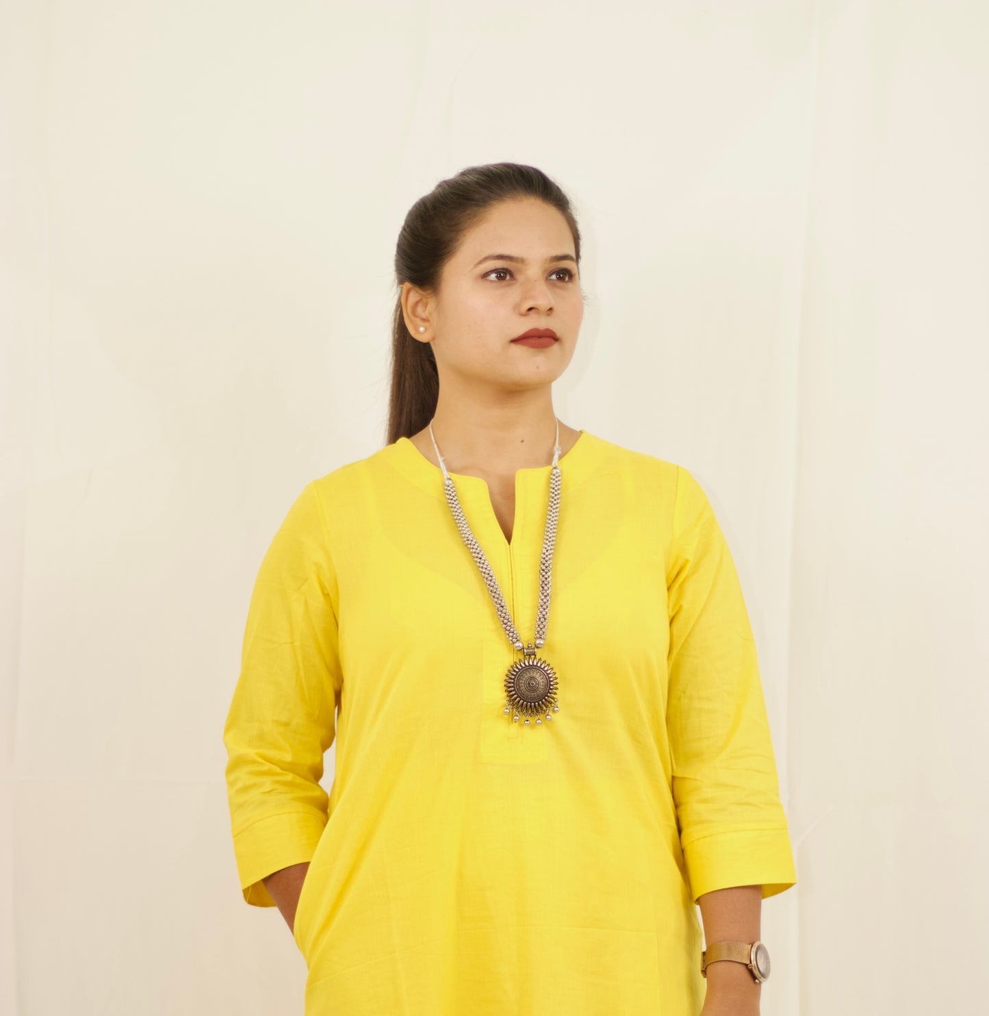 Nurvi Aura Kurti Set: Yellow