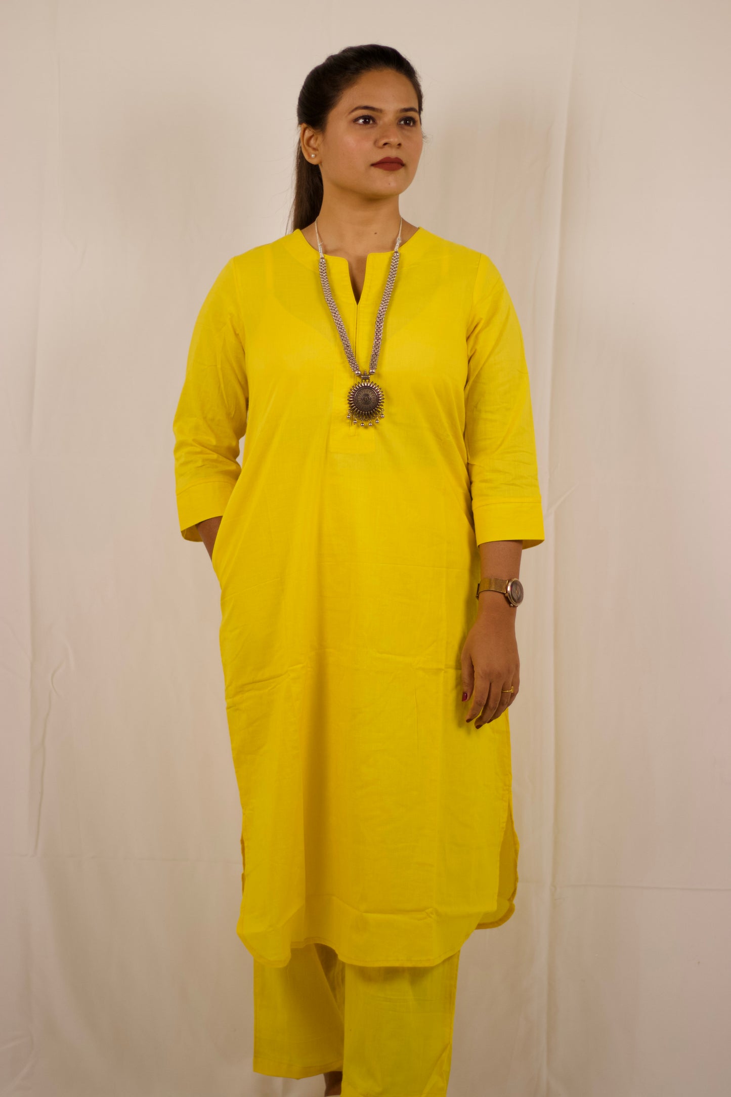 Nurvi Aura Kurti Set: Yellow