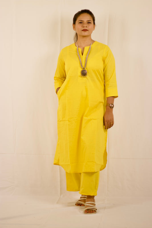 Nurvi Aura Kurti Set: Yellow