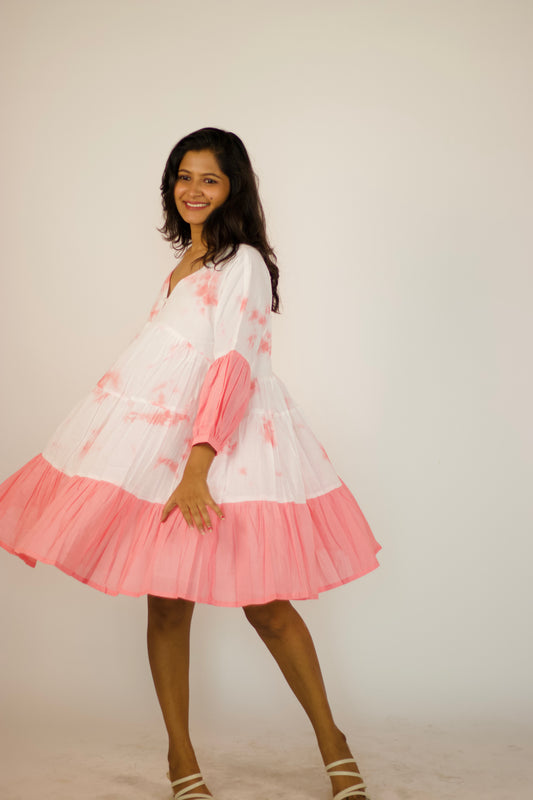 Mul Tie & Dye Aakar Dress : Pink