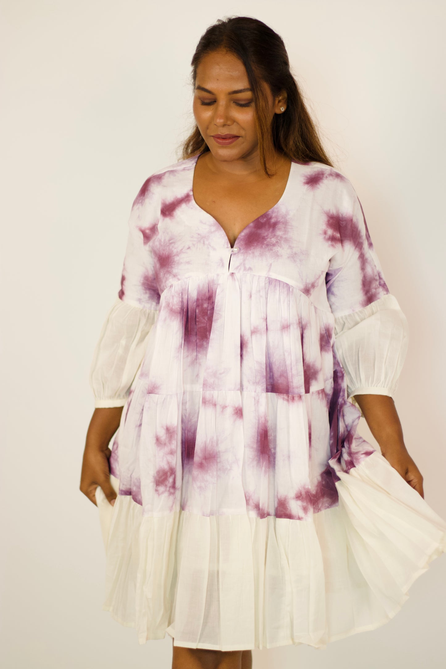 Mul Tie & Dye Aakar Dress: Purple