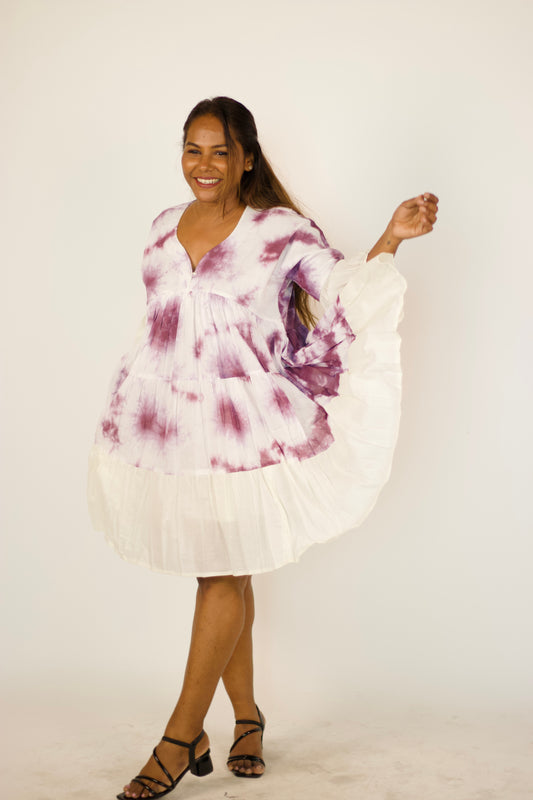 Mul Tie & Dye Aakar Dress: Purple