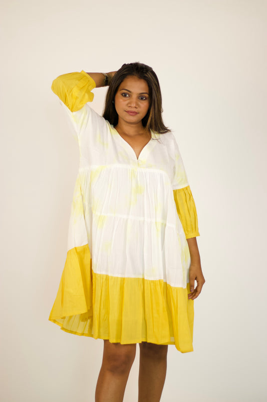 Mul Tie & Dye Aakar Dress: Yellow