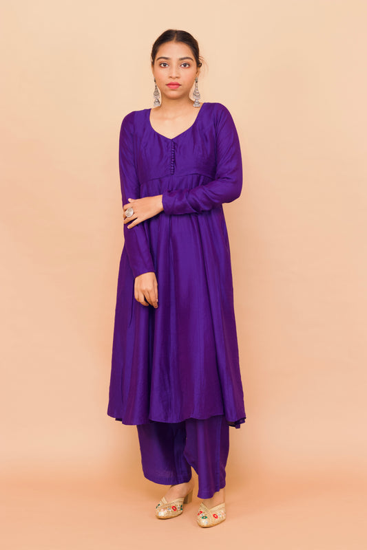 Violet Chanderi 16 Panel Anarkali set