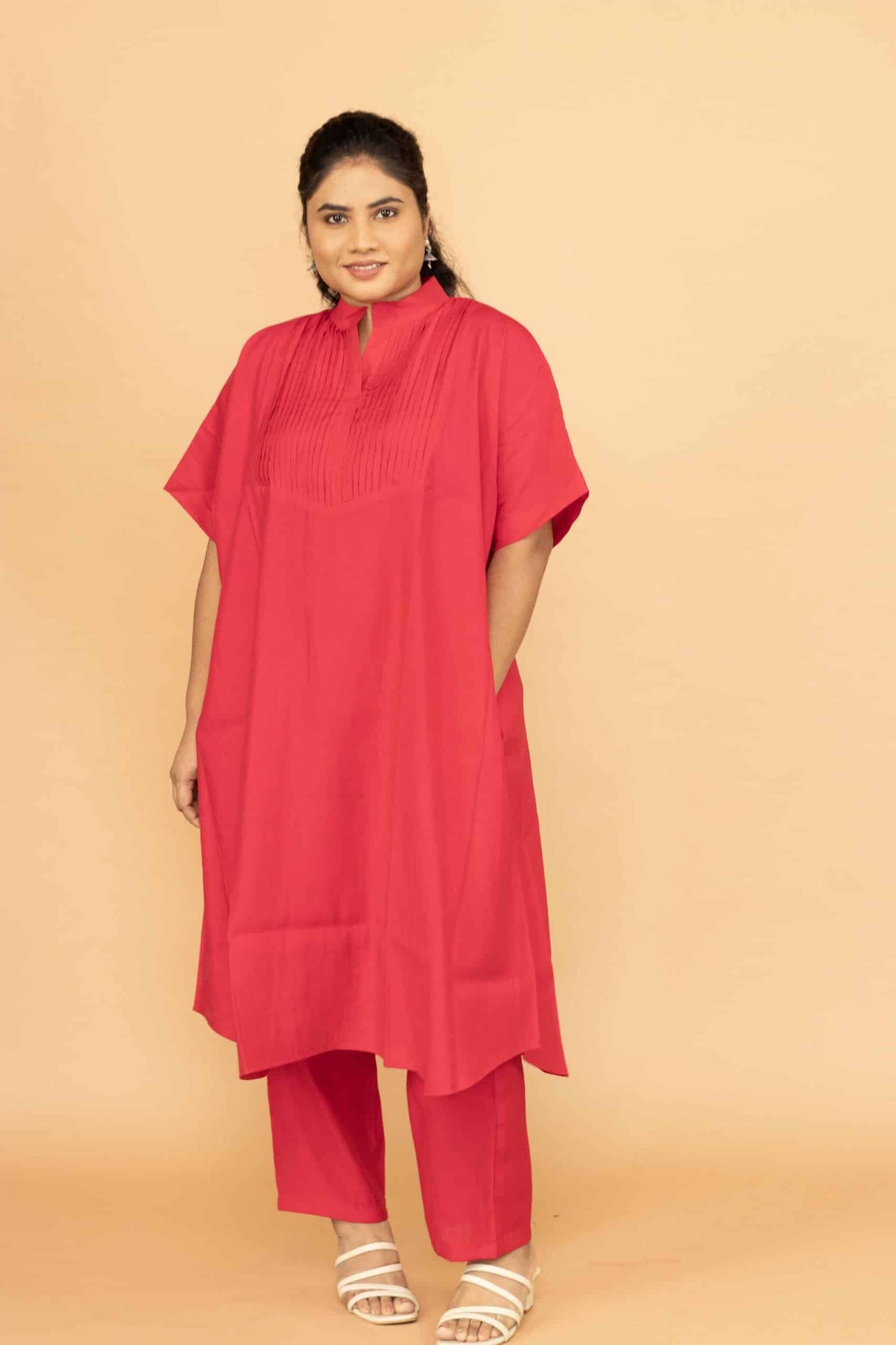 Black Chanderi Kaftan Pleated Kurta set