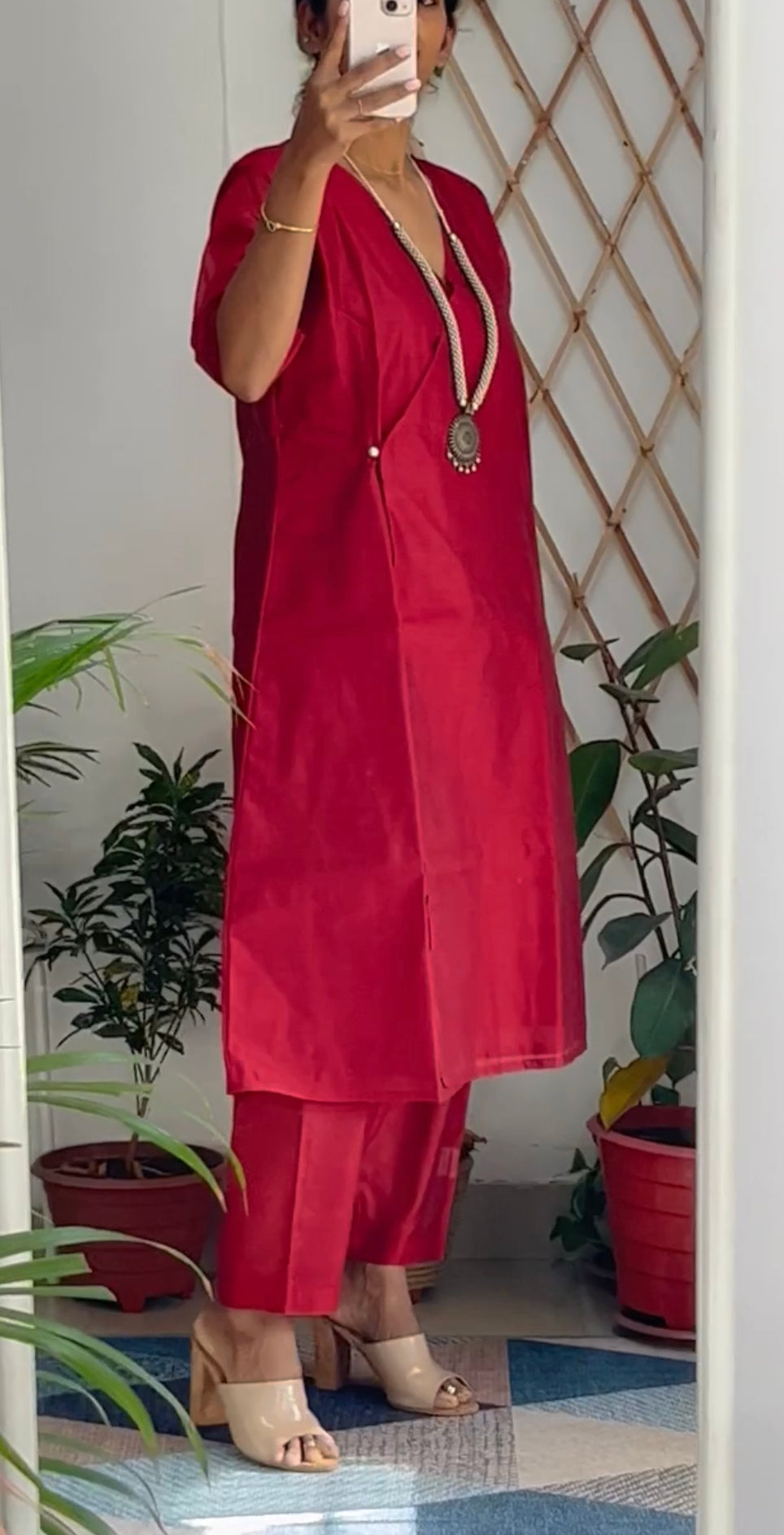 Maroon Angrakha Kurta Set