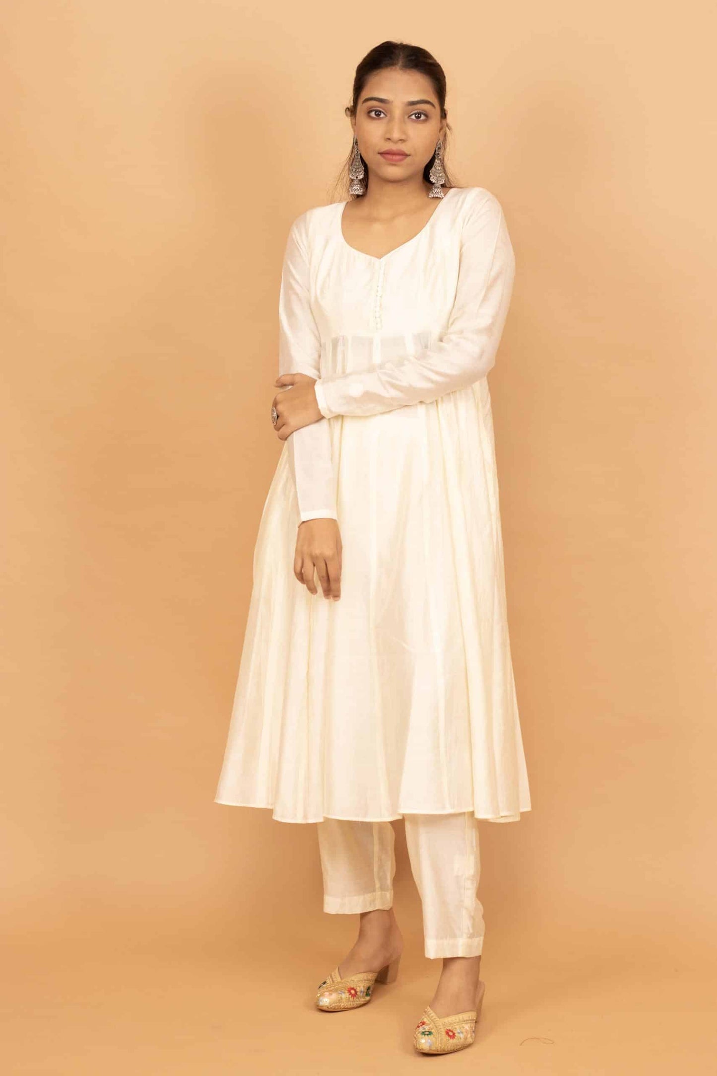 Ivory Chanderi 16 Panel Anarkali set