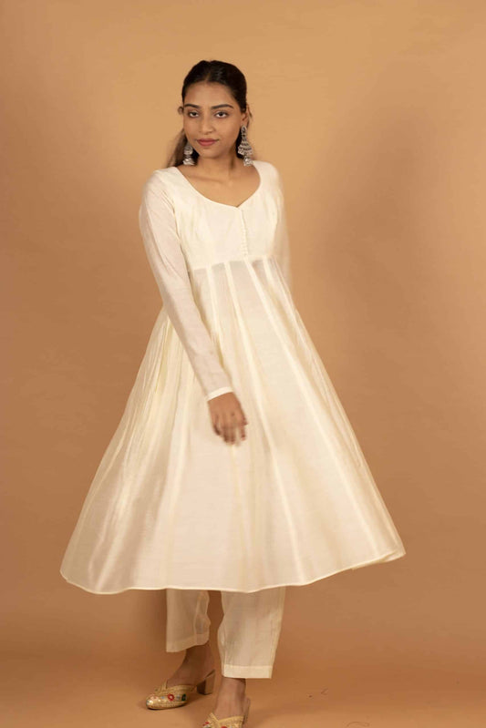 Ivory Chanderi 16 Panel Anarkali set