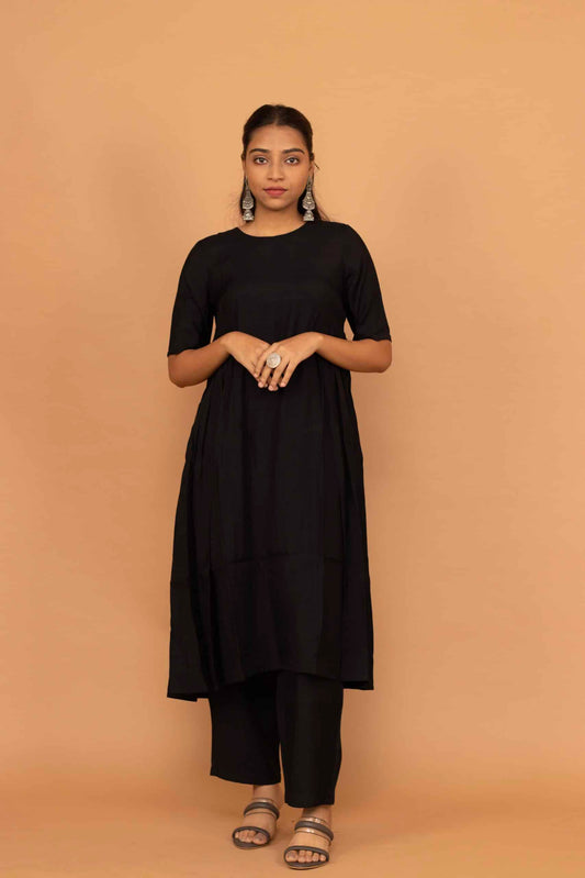 Black Chanderi Khawab Kurta set