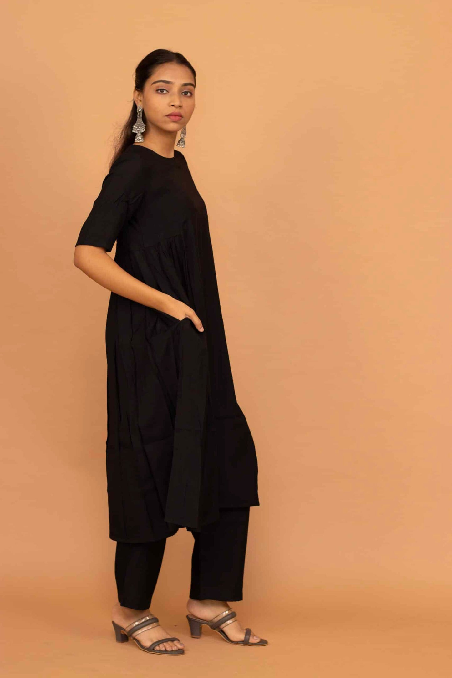 Black Chanderi Khawab Kurta set