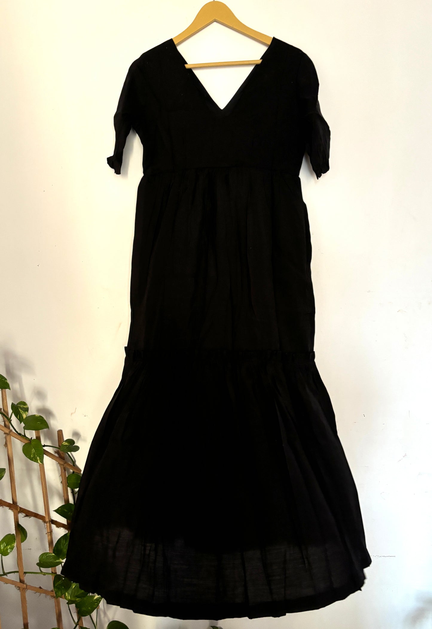 Black Chanderi ruffle maxi dress