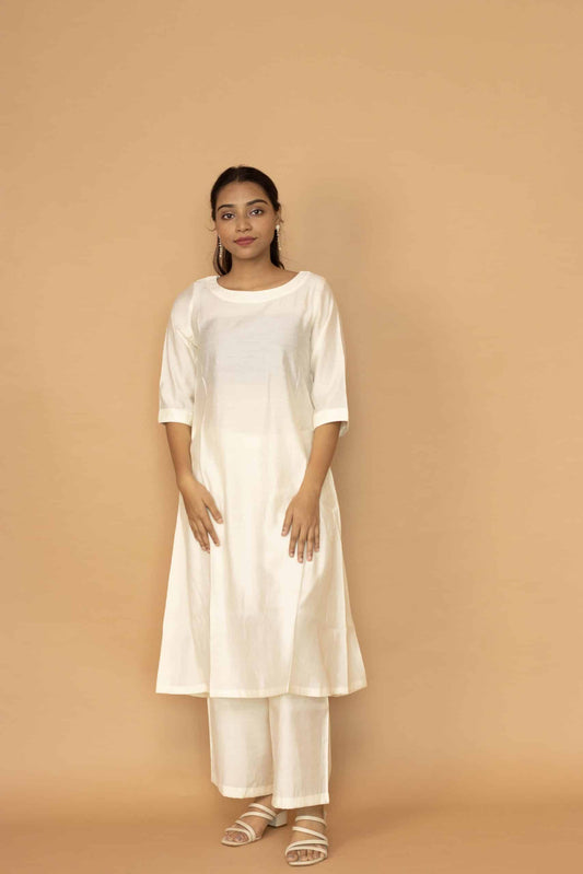 Ivory Chanderi Minimal Kurta set