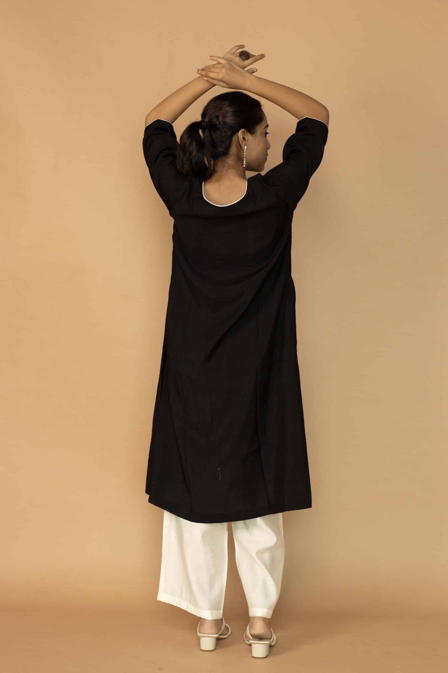 Black Chanderi Minimal Kurta set