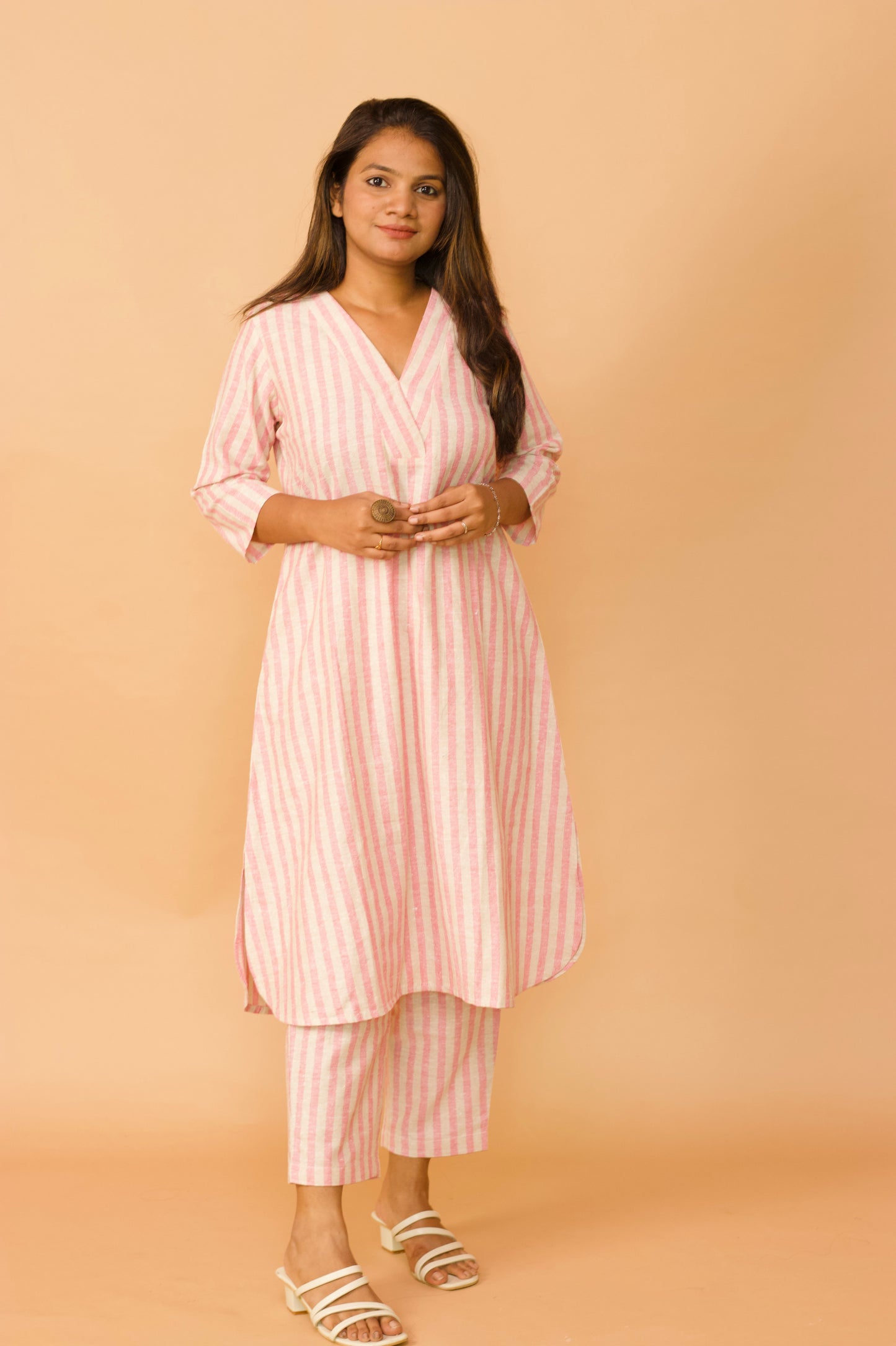 Pink Stripe Summer Kurta set