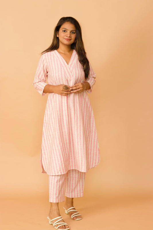 Pink Stripe Summer Kurta set